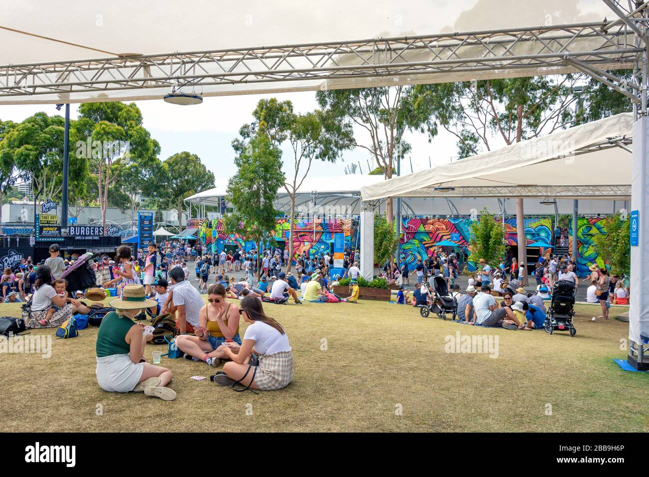 The Green at Melbourne Open 2020 torneo di tennis, City Central, Melbourne, Victoria, Australia Foto Stock