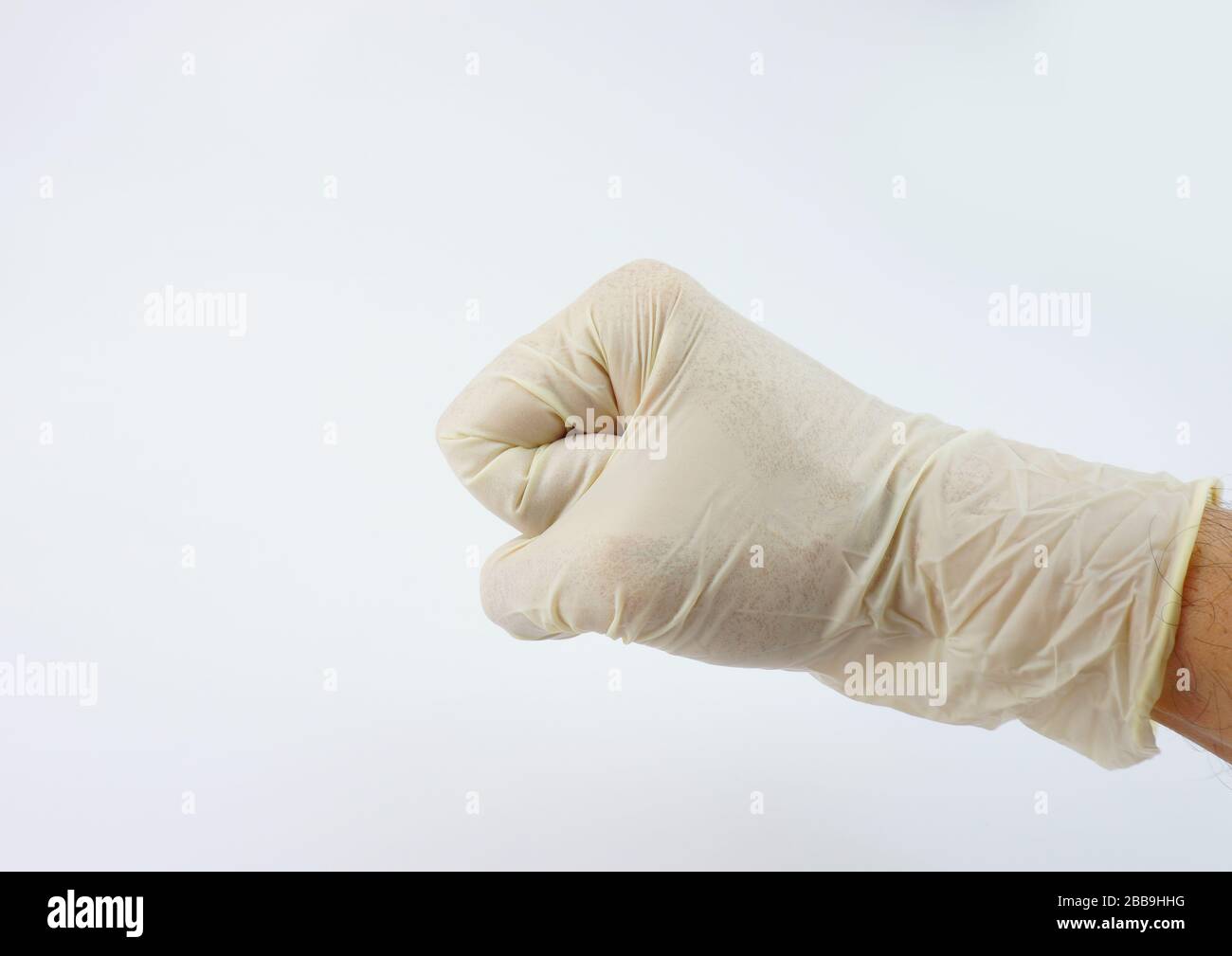 Guanti indossati dal medico per la serie di virus corona Foto Stock