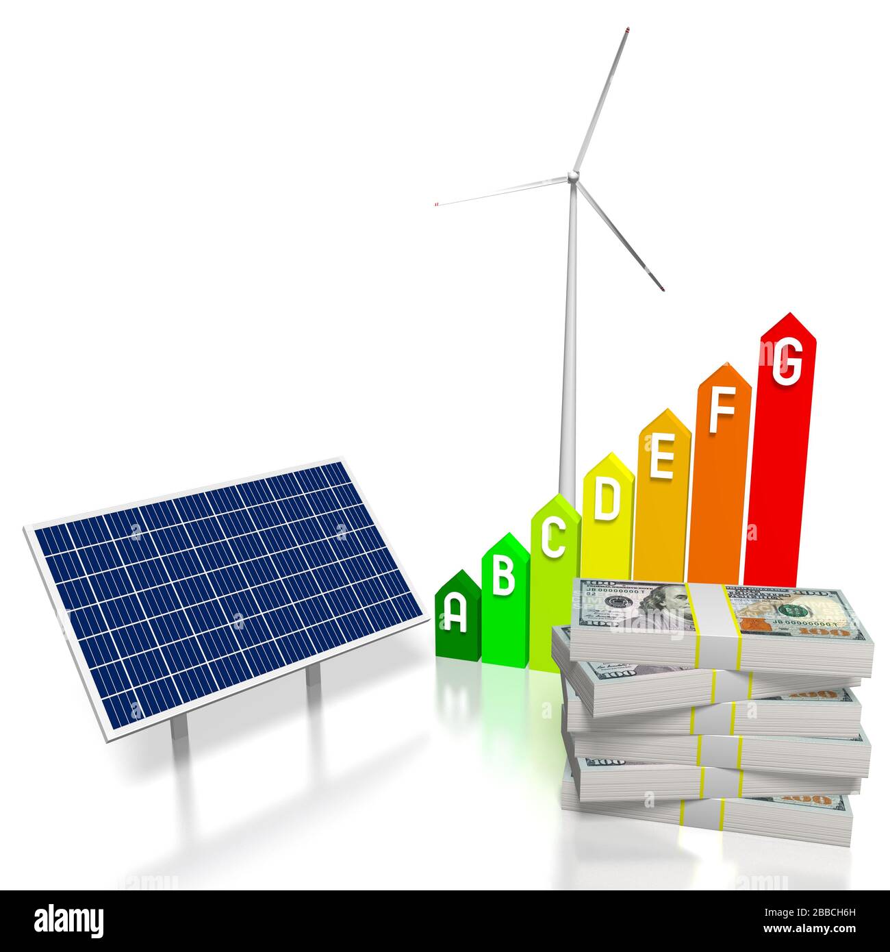Concetto di energia rinnovabile - illustrazione 3D Foto Stock