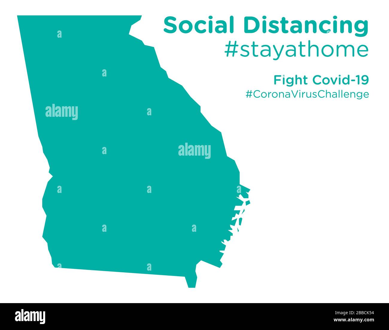 Georgia state map con Social Distancing stayathome tag Illustrazione Vettoriale