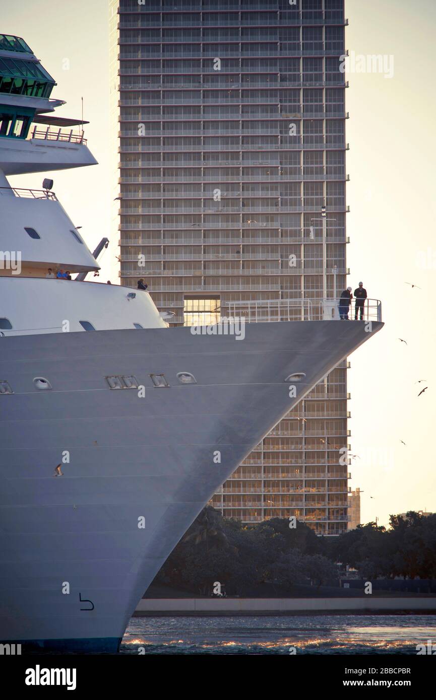 Nave da crociera nel porto di Miami Foto Stock