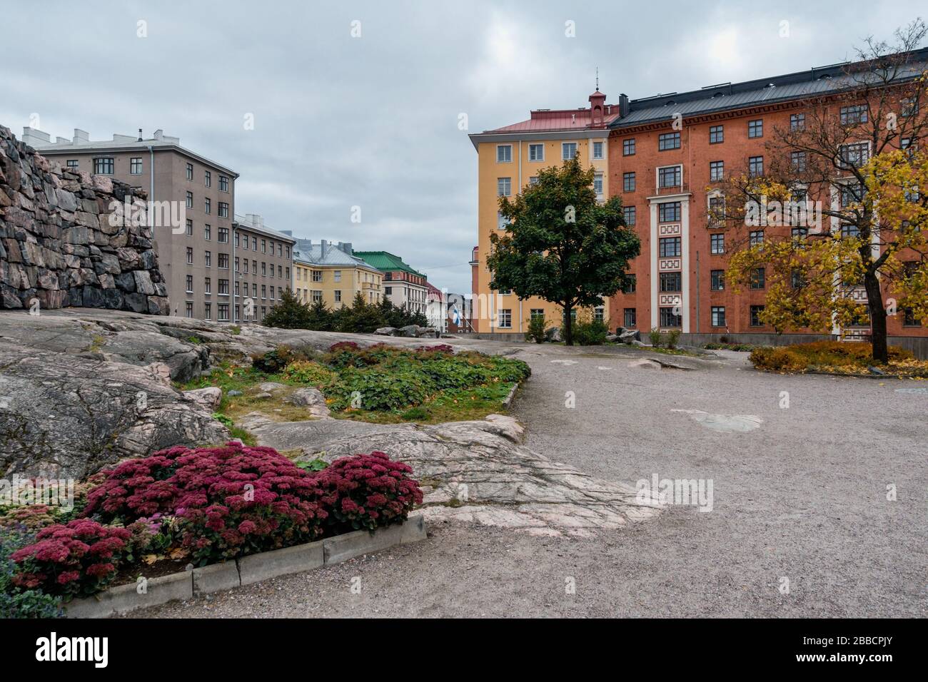Chiesa Temppeliaukio dall'alto. L'interno è stato scavato e costruito direttamente da roccia solida. Helsinki, Finlandia Foto Stock