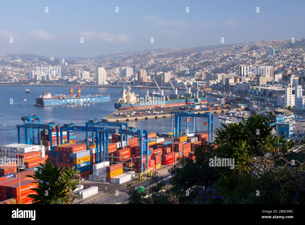 Valparaiso, Chile fronte oceano scena Foto Stock