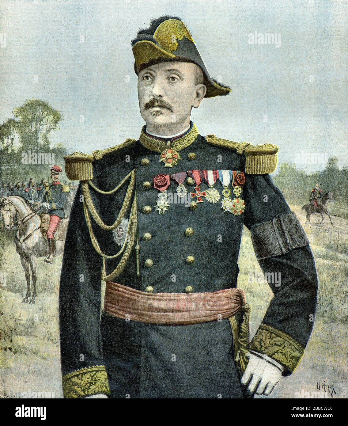 Meyer Henri ( 1841 - 1899 ) - Ritratto del generale Raoul le Mouton de Boisdeffre (1839 - 1919) Capo dello Stato maggiore dell'esercito francese - Collezione privata Foto Stock