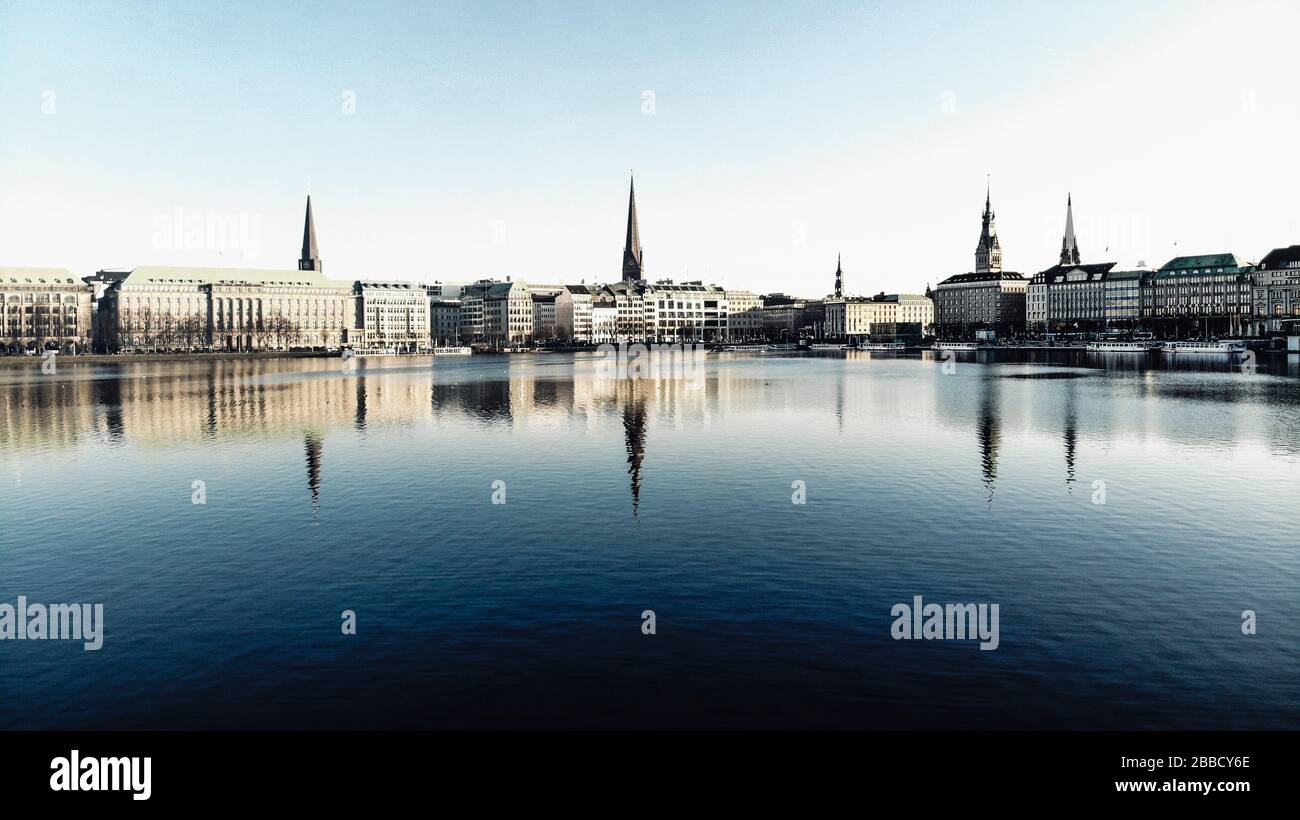 Lago Alster, Amburgo Foto Stock