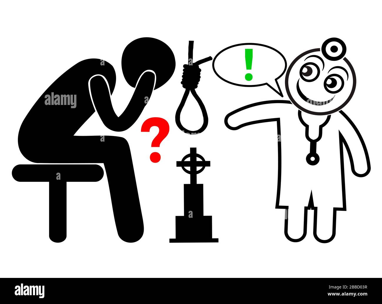 Terapista con paziente disperato che sta pensando di uccidersi. Foto Stock