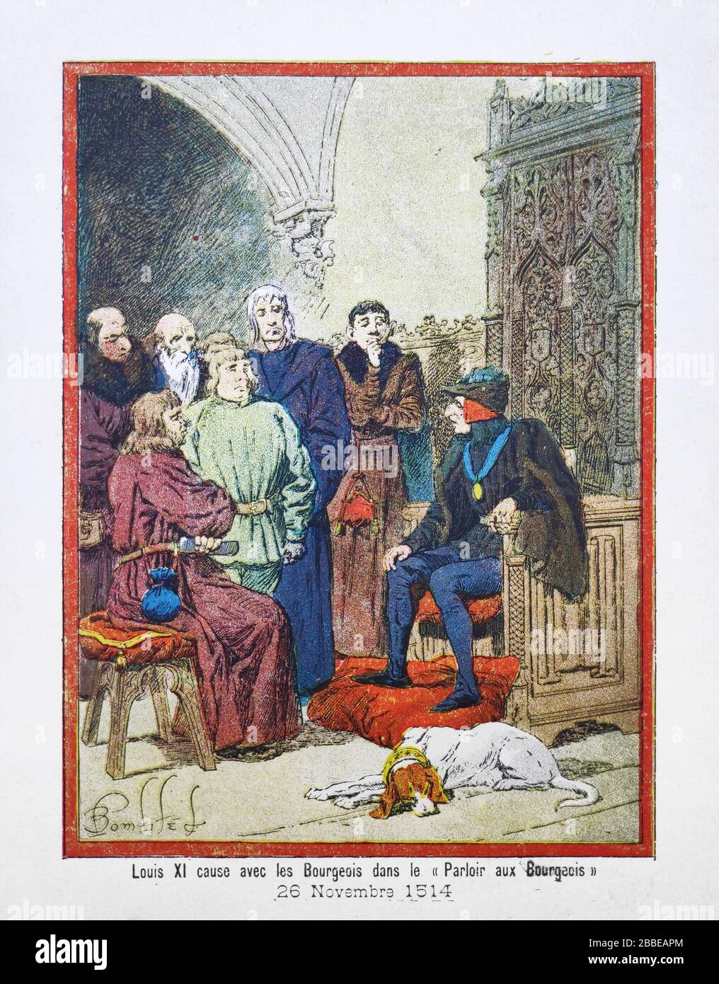 Vecchia illustrazione di Luigi XI di Francia di 'Louis Bombled' stampato alla fine del 19th secolo. Foto Stock