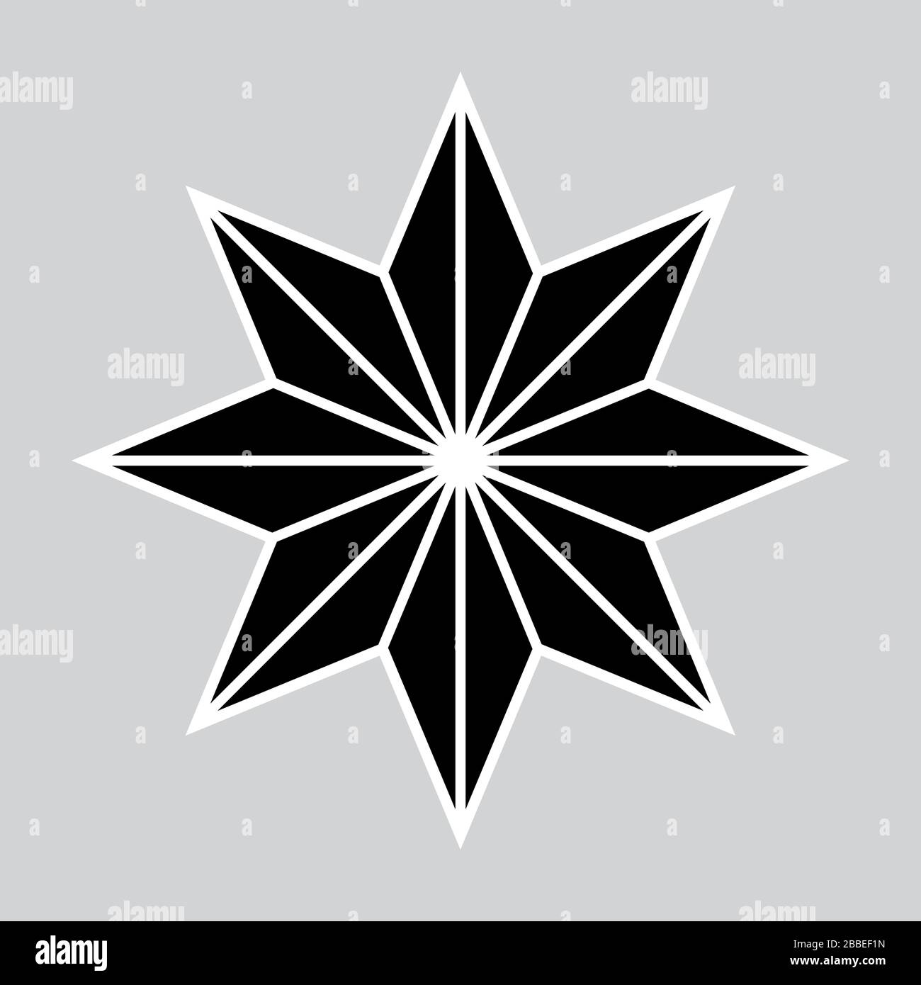 Otto semplici icone a linea sottile a stella appuntita. Illustrazione Vettoriale