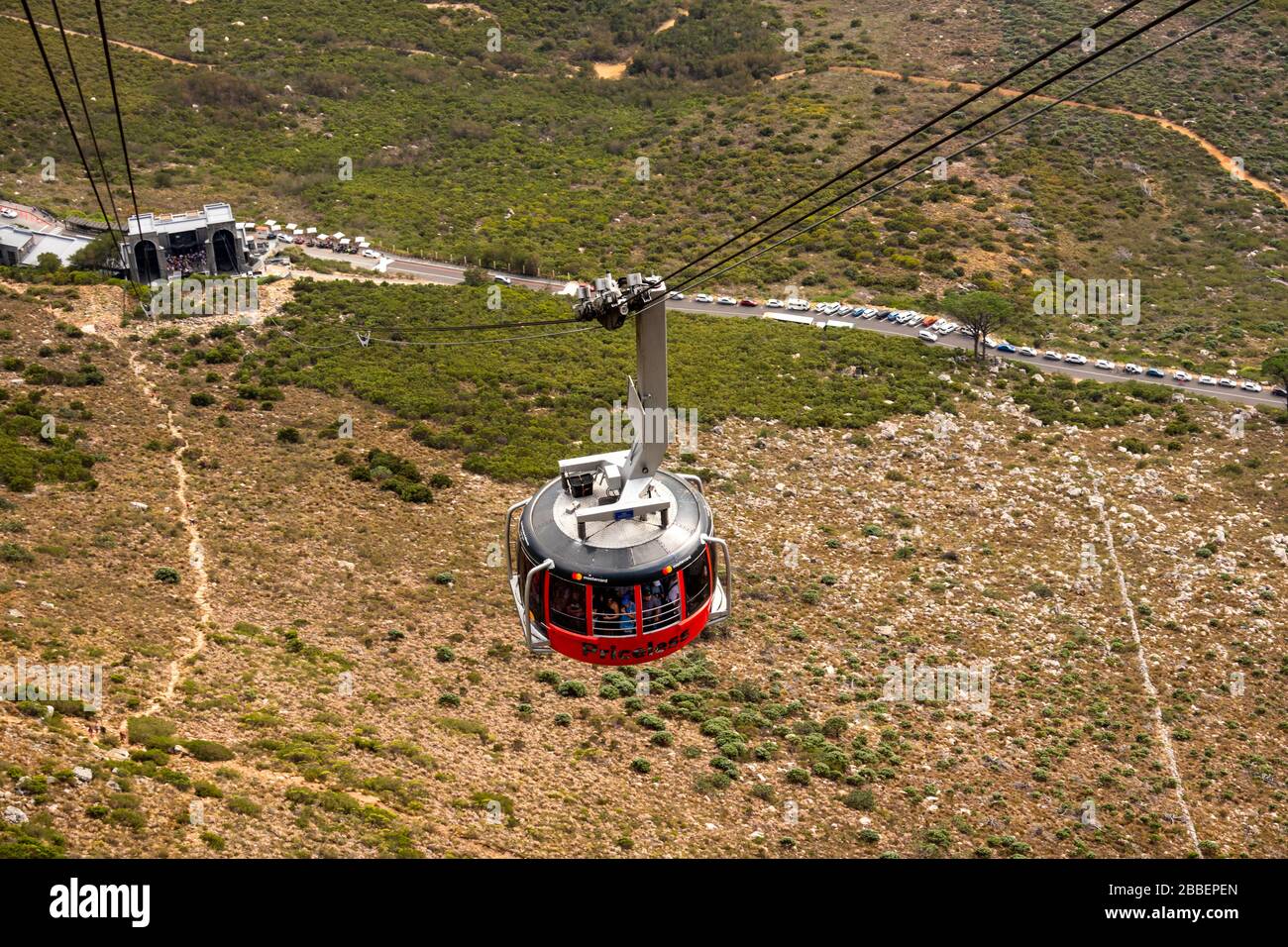 Sud Africa, Città del Capo, Tafelberg Road, Table Mountain Aerial Cableway, funivia rotante Rotair realizzata in svizzera Foto Stock