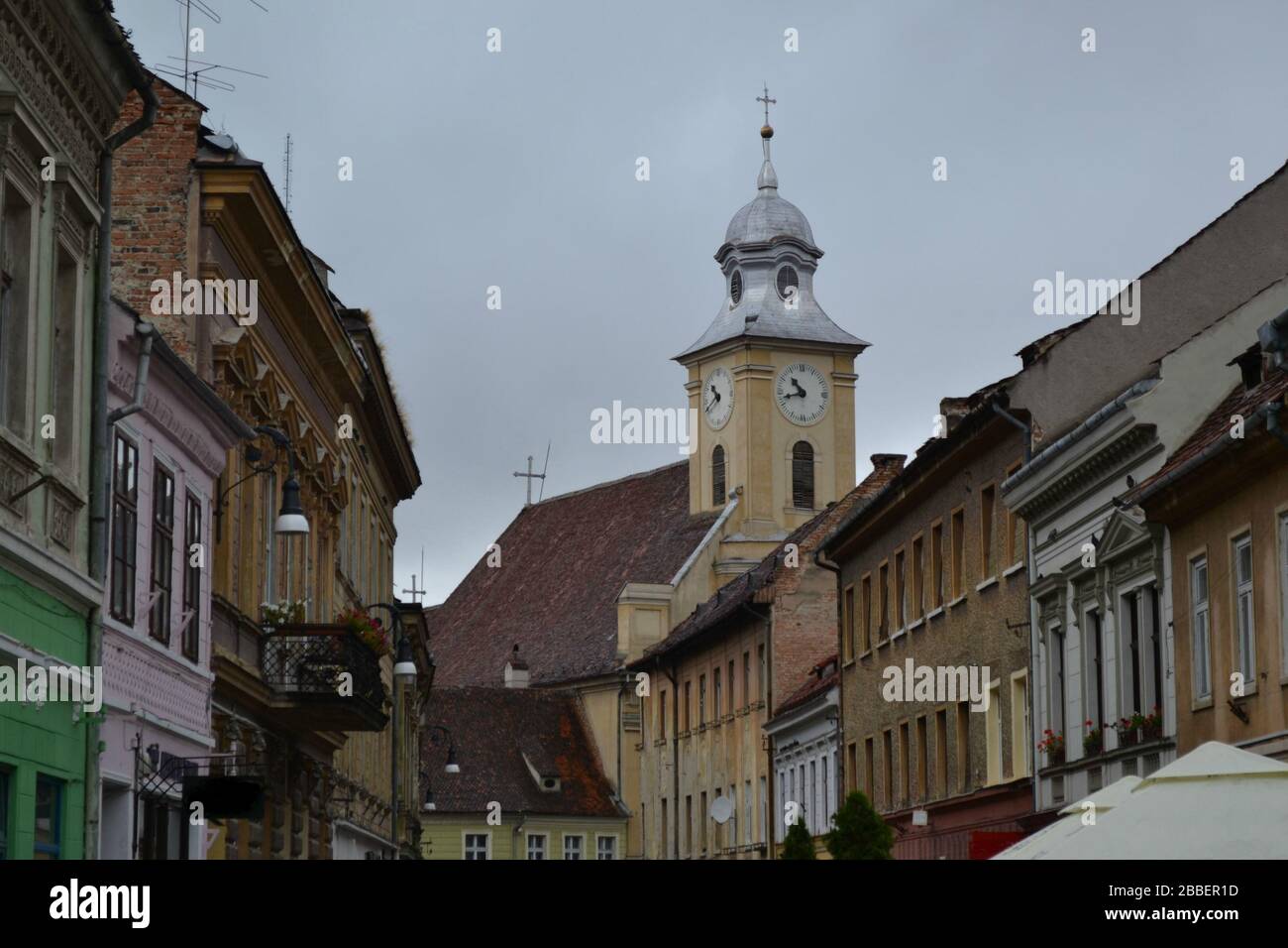 Architettura storica nella città della Transilvania Brașov, Romania, Europa orientale Foto Stock