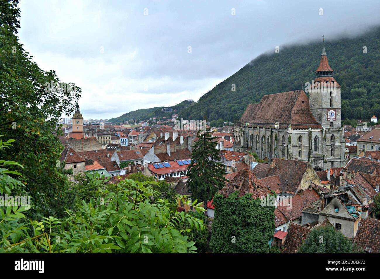 Architettura storica nella città della Transilvania Brașov, Romania, Europa orientale Foto Stock
