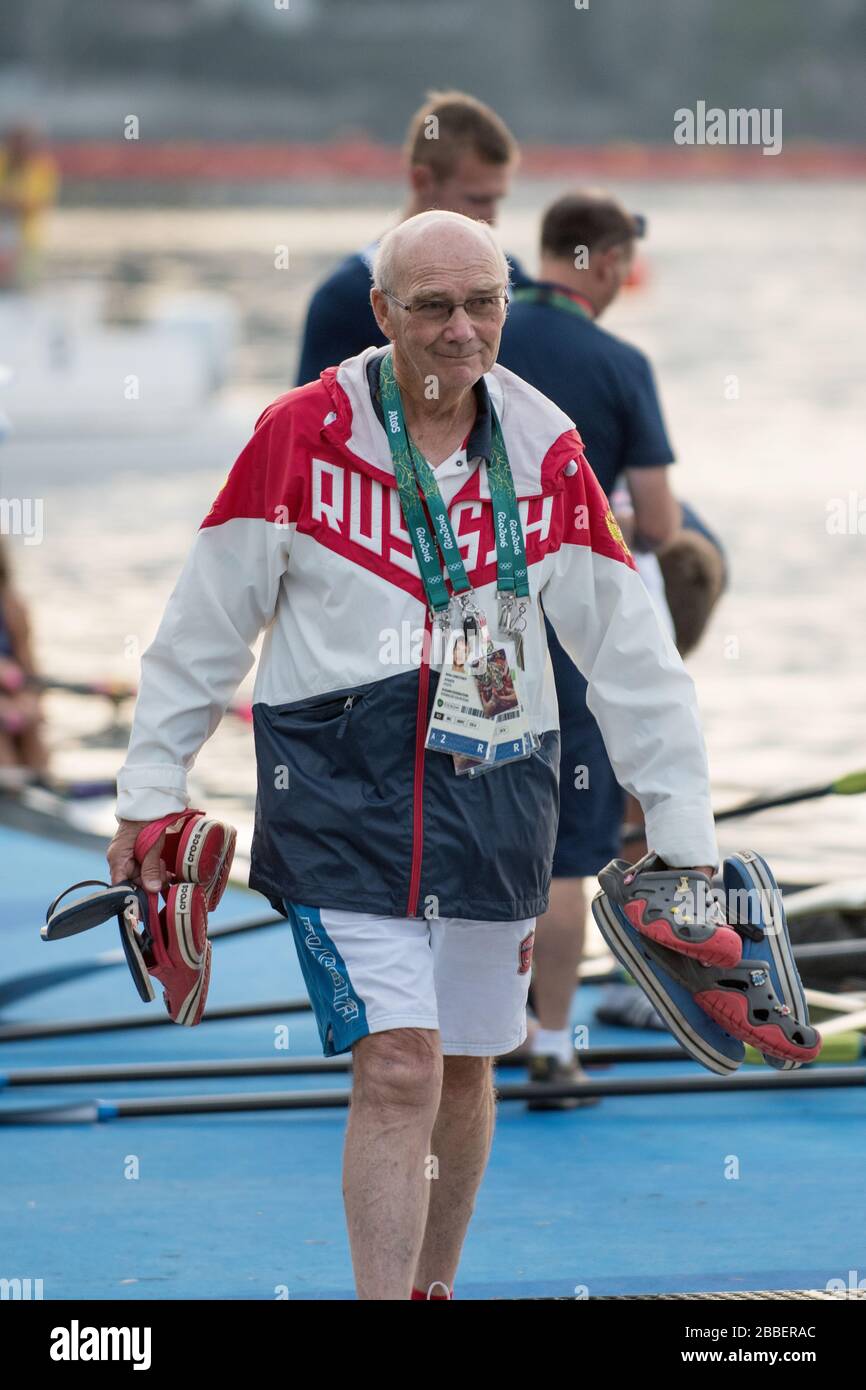 Rio de Janeiro. BRASILE Mike SPRACKLEN, vista generale del parco barche. Regata olimpica di falciatura 2016. Lagoa Stadium, Copacabana, ÒOlympic Summer GamesÓ Rodrigo de Freitas Lagoon, Lagoa. Ora locale 06:55:22 Martedì 09/08/2016 [credito obbligatorio; Peter SPURRIER/Intersport Images] Foto Stock