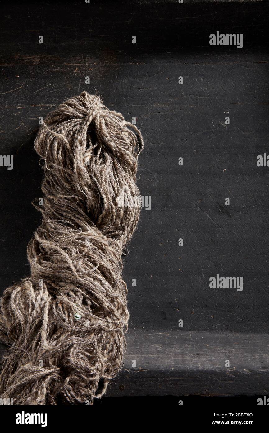 home filati lana grezzo grezzo grezzo di pietra tabella Foto Stock