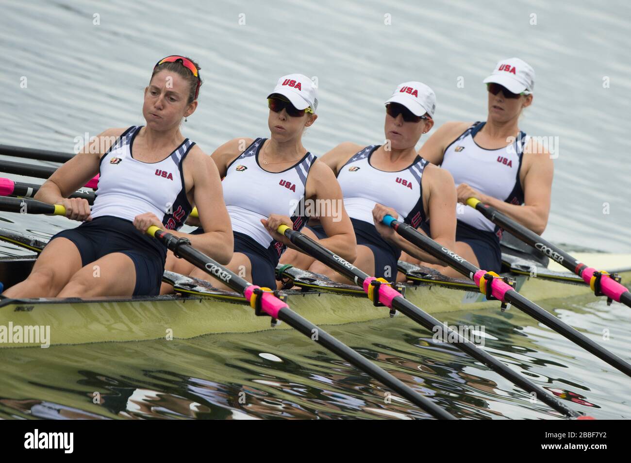 Rio de Janeiro. BRASILE. USA W4X. Prua, Grazia LATZ, Tracy EISSER, Megan KALMOE e Adrienne MARTELLI, Regata olimpica di prua 2016. Lagoa Stadium, Copacabana, ÒOlympic Summer GamesÓ Rodrigo de Freitas Lagoon, Lagoa. Lunedì 8th Agosto 2016 [credito obbligatorio; Peter SPURRIER/Intersport Images] Foto Stock