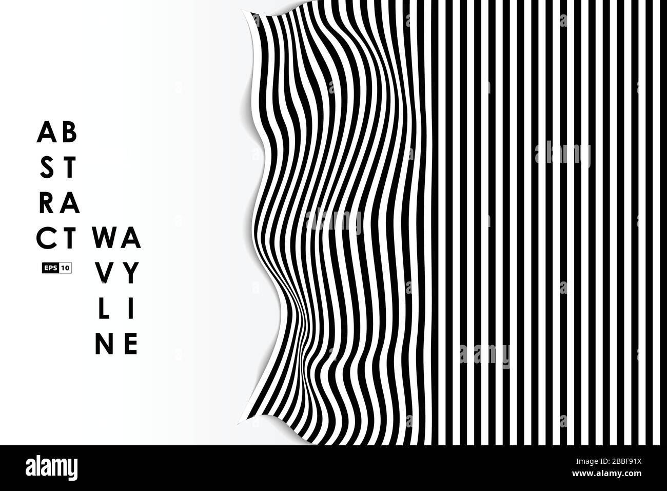 Astratto nero e bianco ondulato distorsione disegno coprire sfondo. Da utilizzare per annunci, poster, grafica, progettazione di modelli, stampa. Illustrazione vettoriale eps10 Illustrazione Vettoriale