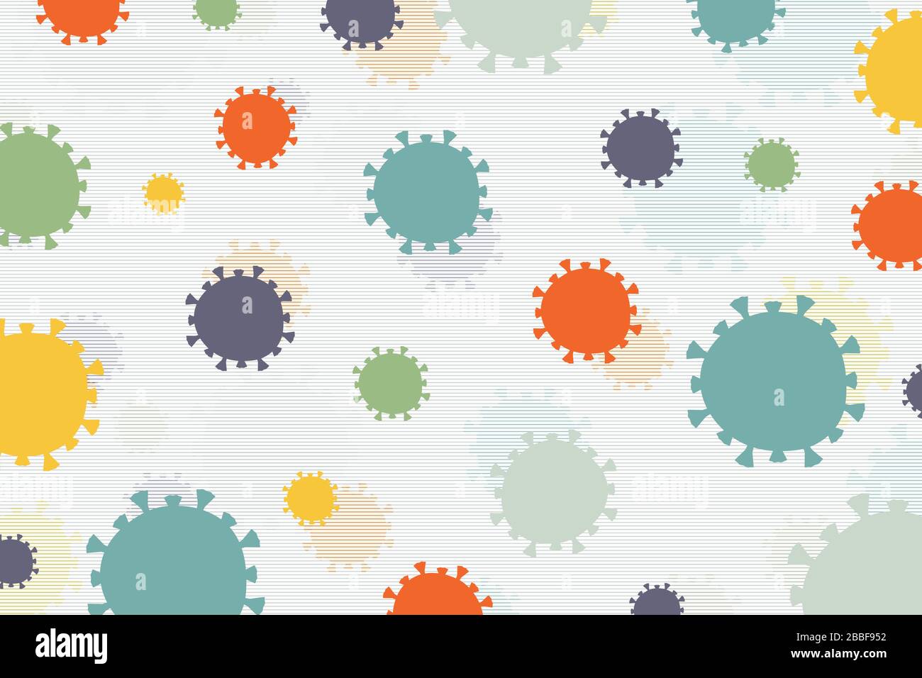 Astratta il virus corona covid-19 diffusione di disegno colorato minimo sfondo di grafica. Da utilizzare per annunci, poster, progettazione di modelli, sfondo di copertina. Illustrazione Vettoriale
