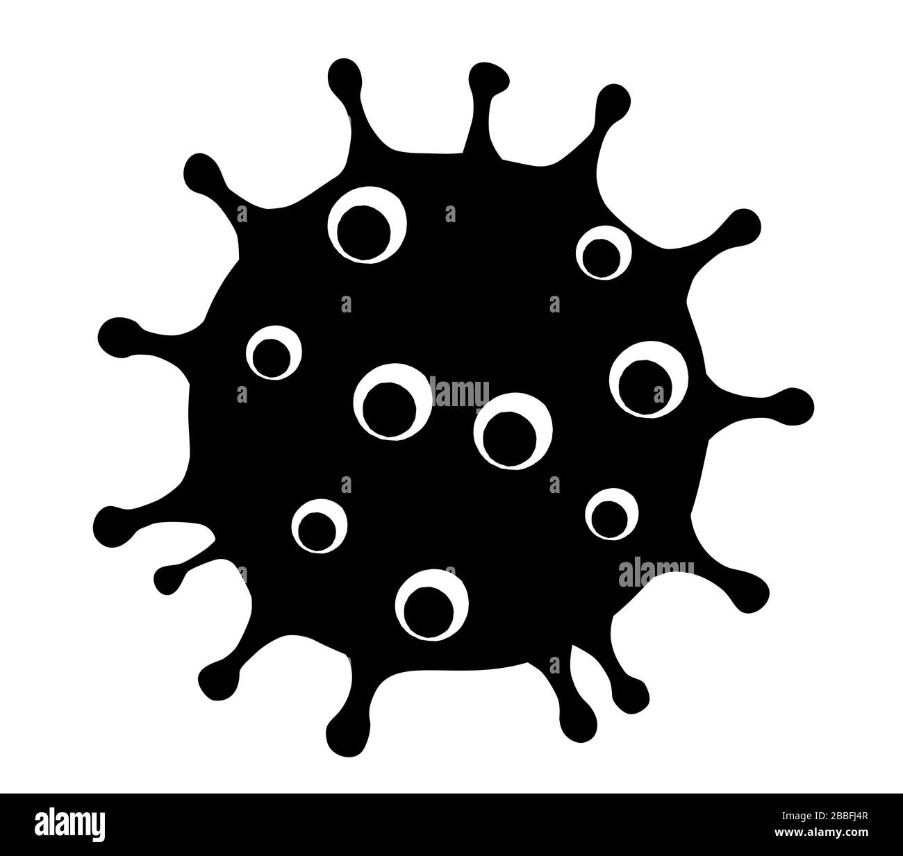coronavirus covid virus pandemia simbolo icona nera illustrazione Foto Stock
