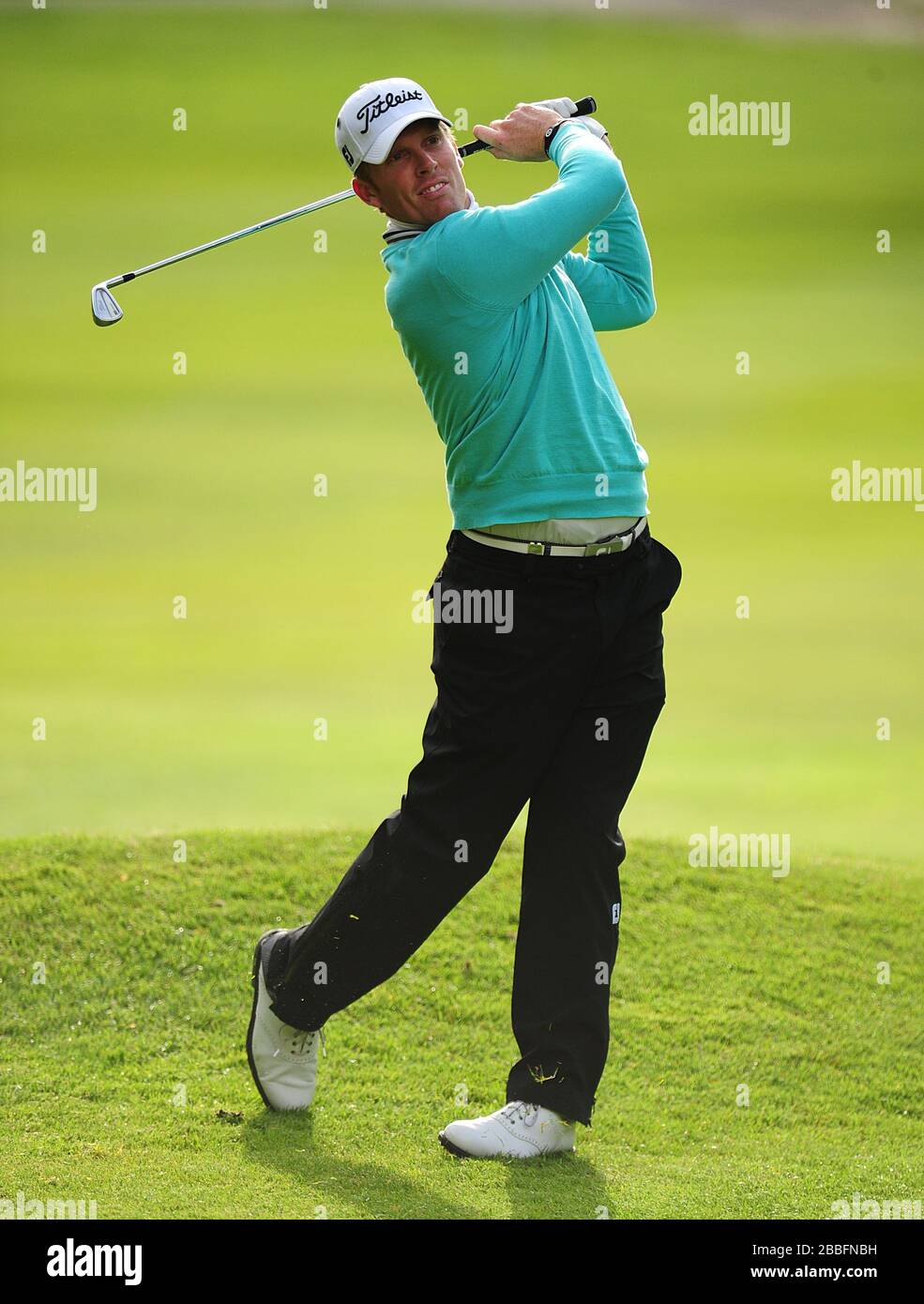 Andrew Dodt in Australia durante il primo giorno del campionato PGA BMW 2013, al Wentworth Golf Club. Foto Stock