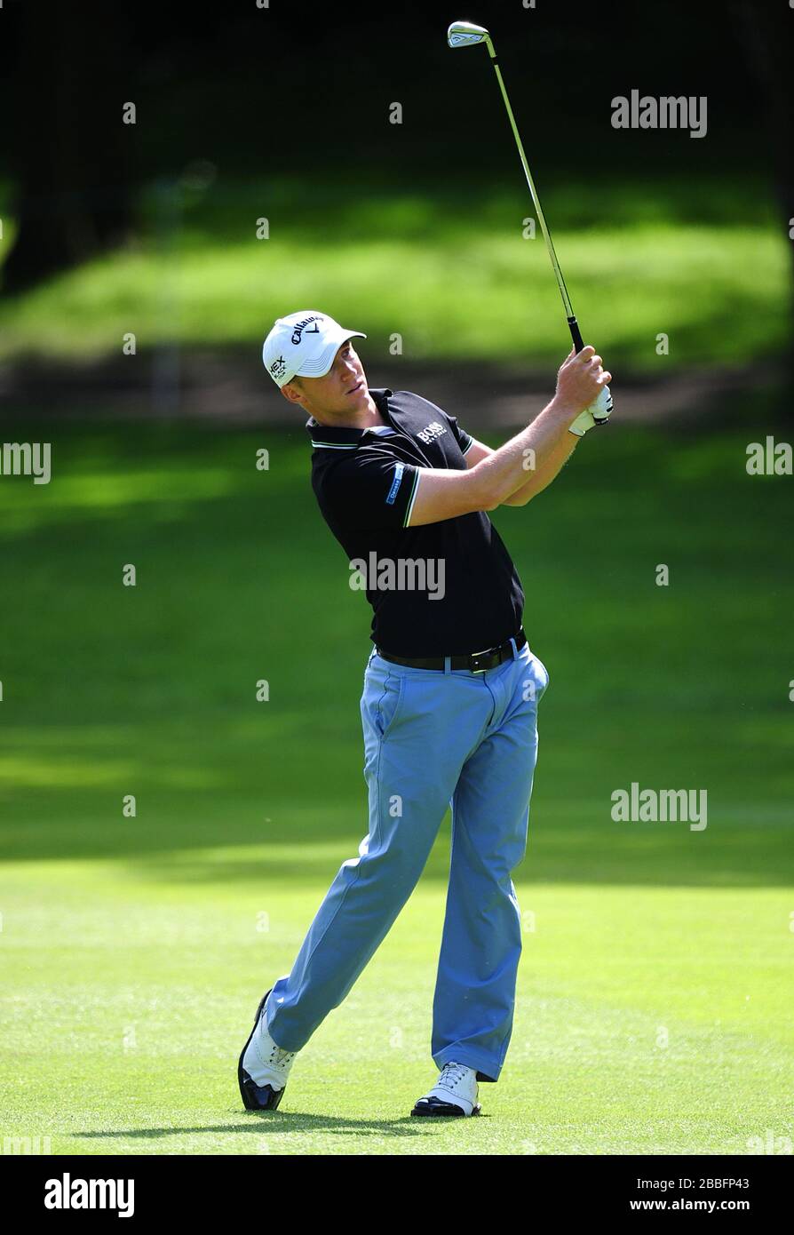 Alexander Noren svedese durante il quarto giorno del campionato PGA BMW 2013, al Wentworth Golf Club. Foto Stock