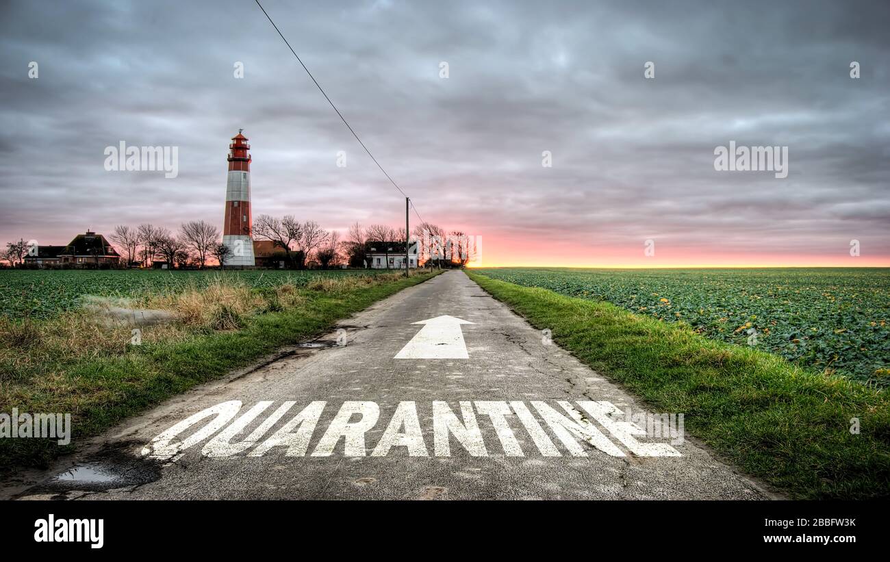 Via Firma la strada per mettere in quarantena contro virus Foto Stock