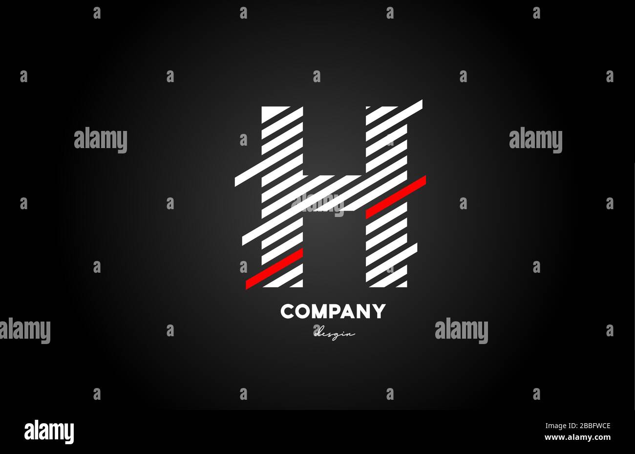 Nero bianco rosso H lettera lettera lettera lettera logo icona per business e società Illustrazione Vettoriale
