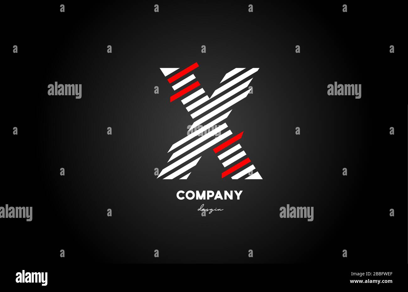 Nero bianco rosso X lettera lettera lettera logo icona per business e società Illustrazione Vettoriale