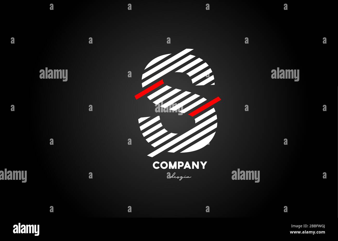 Nero bianco rosso S lettera lettera lettera lettera logo icona per il business e l'azienda Illustrazione Vettoriale