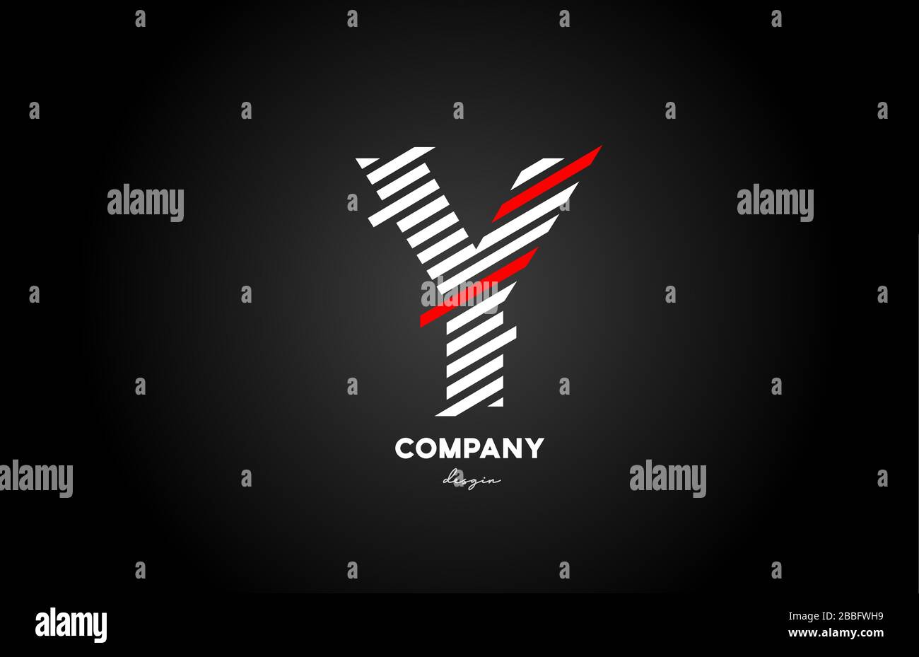 Nero bianco rosso Y lettera lettera lettera lettera logo icona per business e società Illustrazione Vettoriale