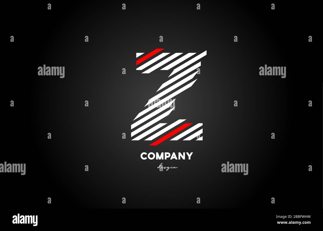 Nero bianco rosso Z lettera lettera lettera lettera logo icona per il business e l'azienda Illustrazione Vettoriale