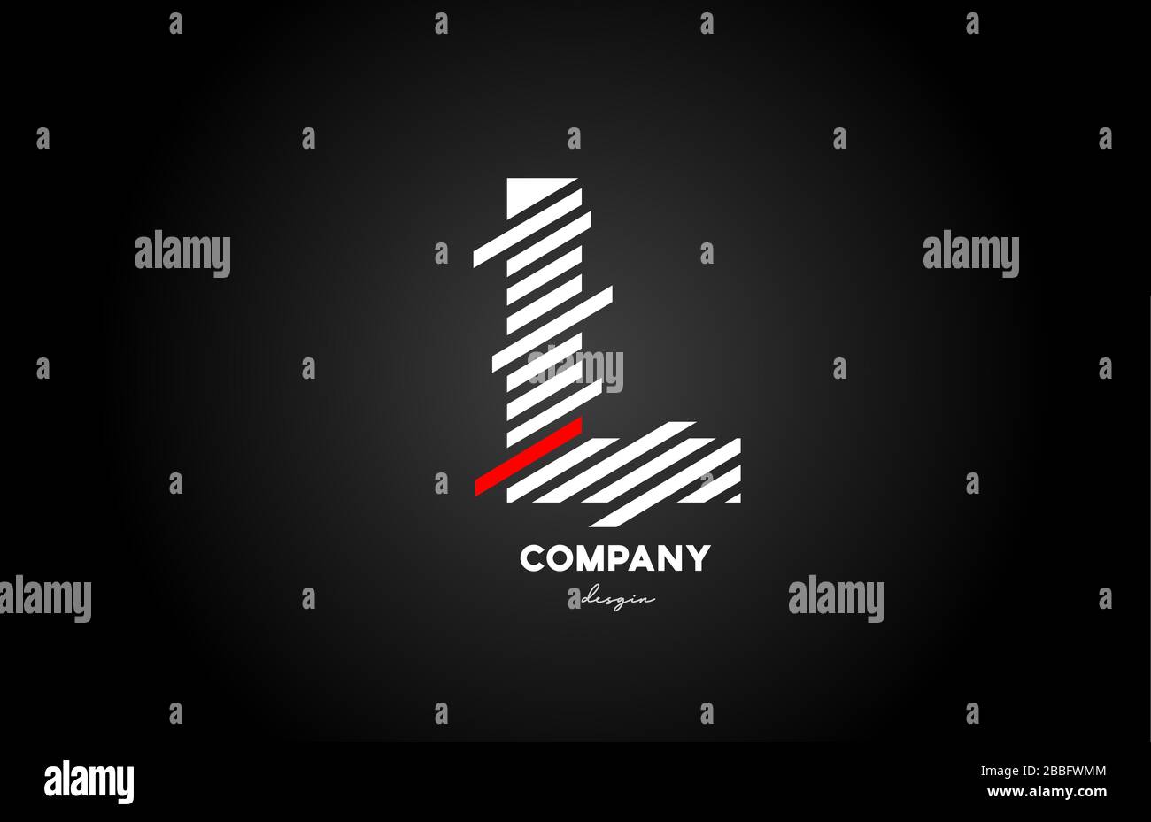 Nero bianco rosso L lettera lettera lettera lettera logo icona per business e società Illustrazione Vettoriale