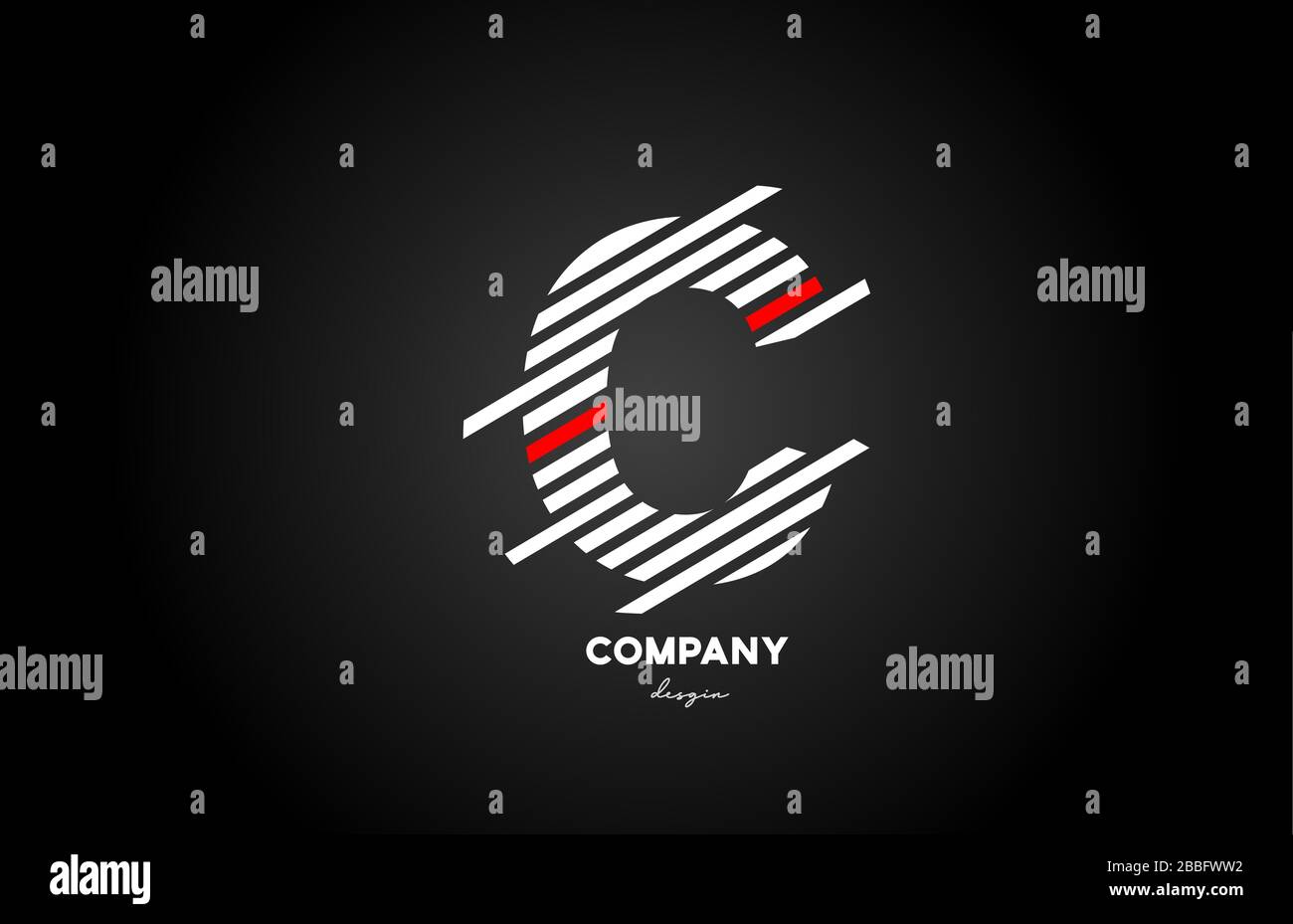 Nero bianco rosso C lettera lettera lettera lettera logo icona per business e società Illustrazione Vettoriale