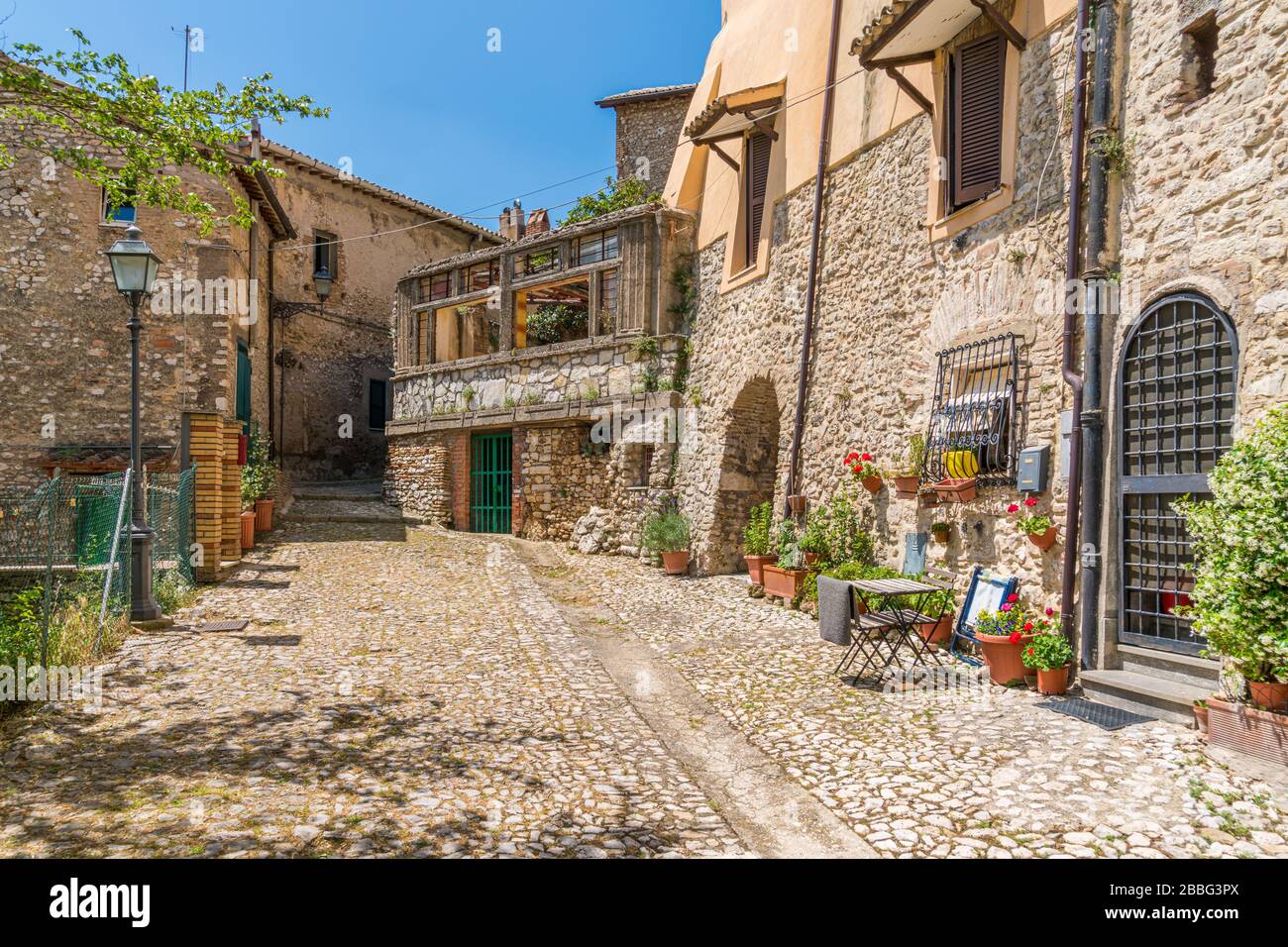 Vista panoramica a Casperia, bellissimo villaggio in provincia di Rieti, Lazio, Italia. Foto Stock