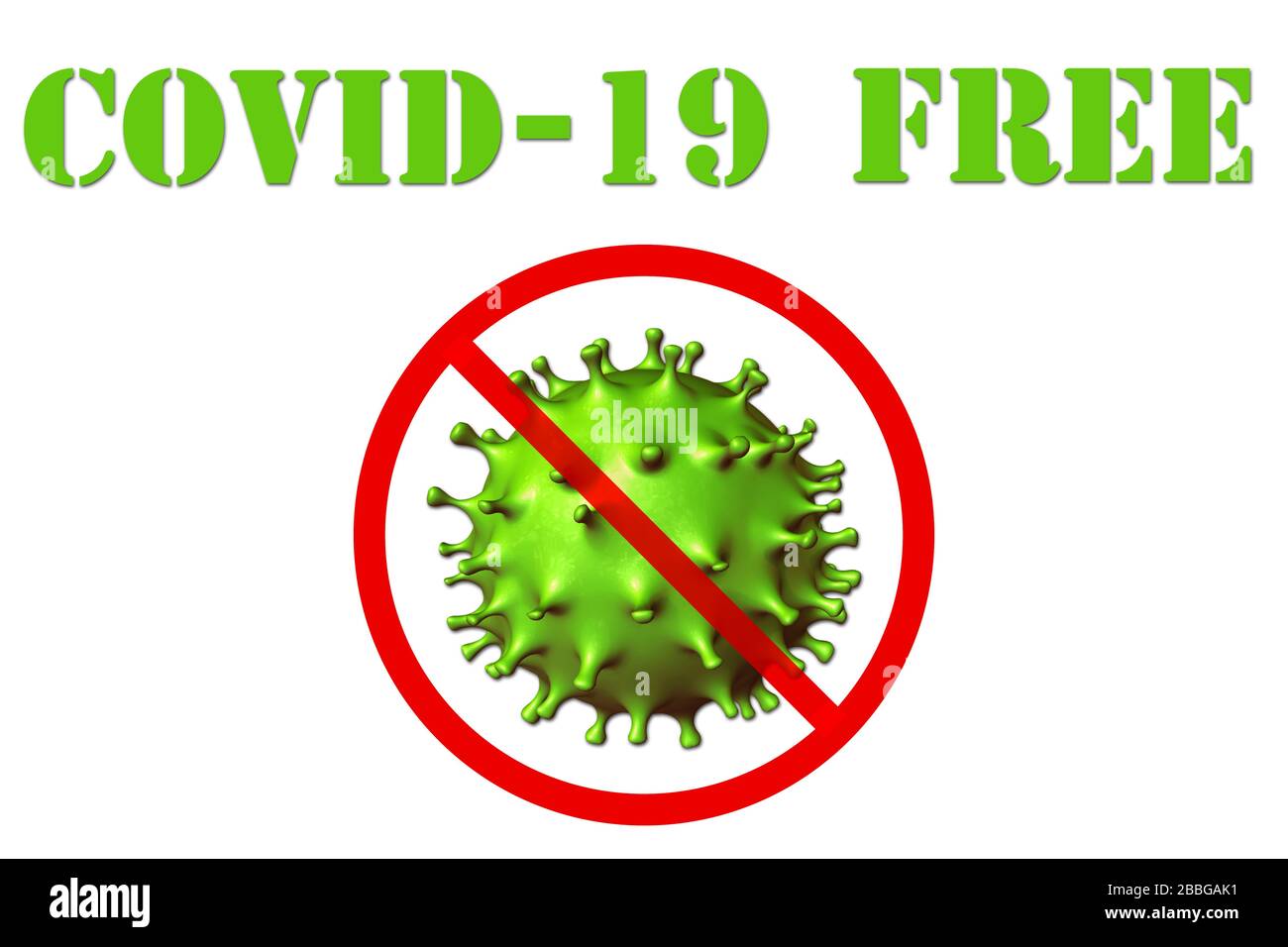 Covid 19 coronavirus zona libera su sfondo bianco. Concetto di cura antivirale e vaccino contro le infezioni causate da coronavirus SARS-COV-2 Foto Stock