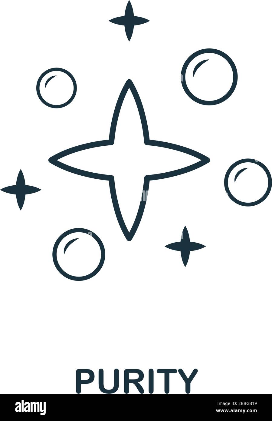 Icona purezza. Elemento in stile linea della collezione igienica. Icona di purezza sottile per il web design e infografiche Illustrazione Vettoriale