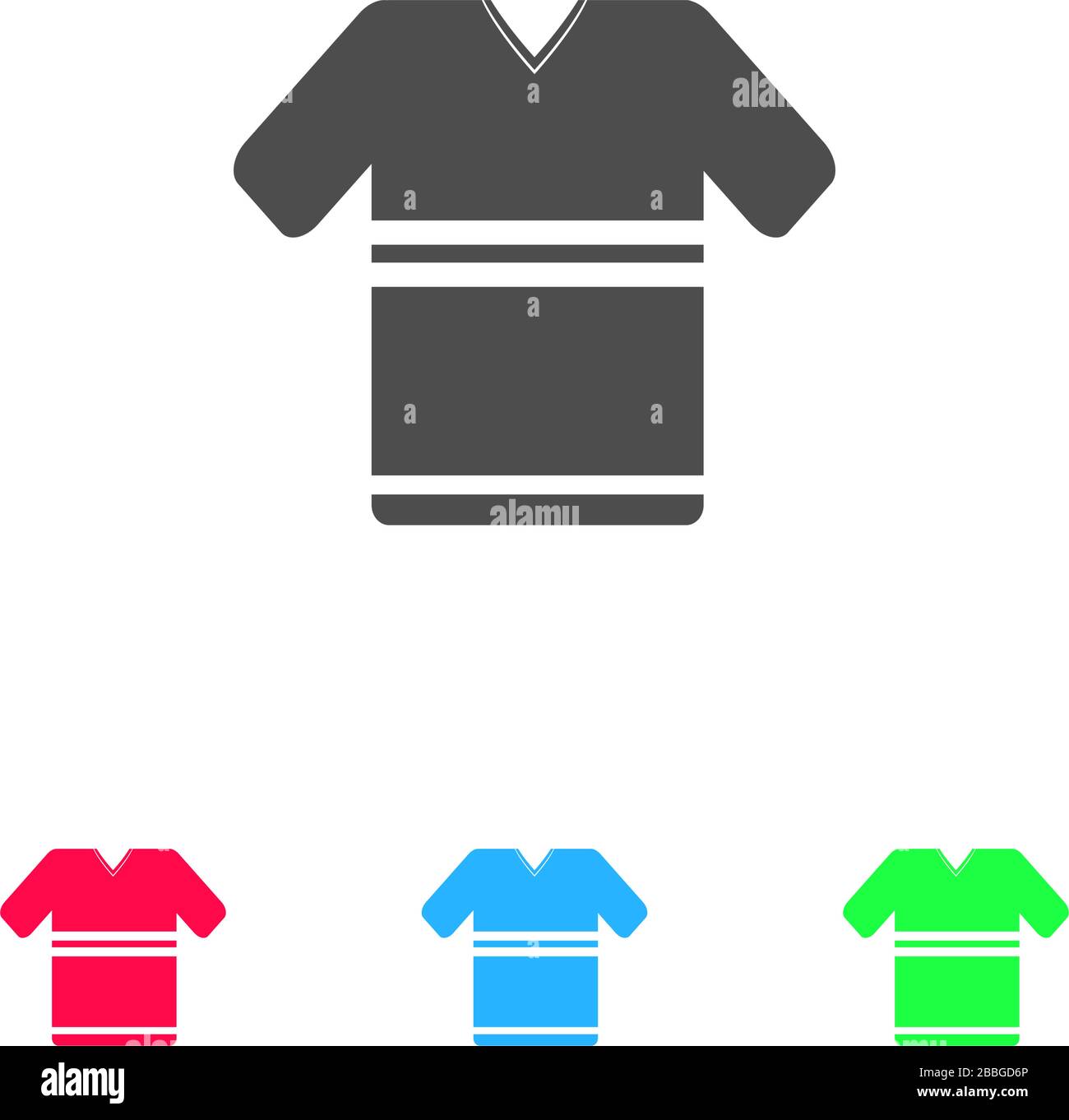 Icona T-shirt piatta. Pittogramma di colore su sfondo bianco. Simbolo di illustrazione vettoriale e icone bonus Illustrazione Vettoriale