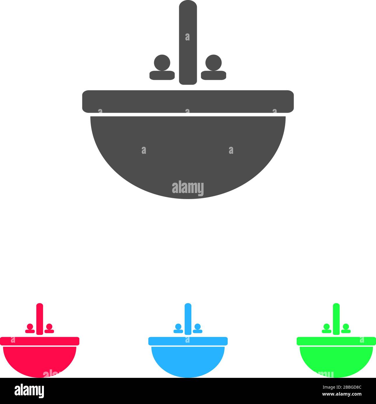 Icona lavabo piatta. Pittogramma di colore su sfondo bianco. Simbolo di illustrazione vettoriale e icone bonus Illustrazione Vettoriale