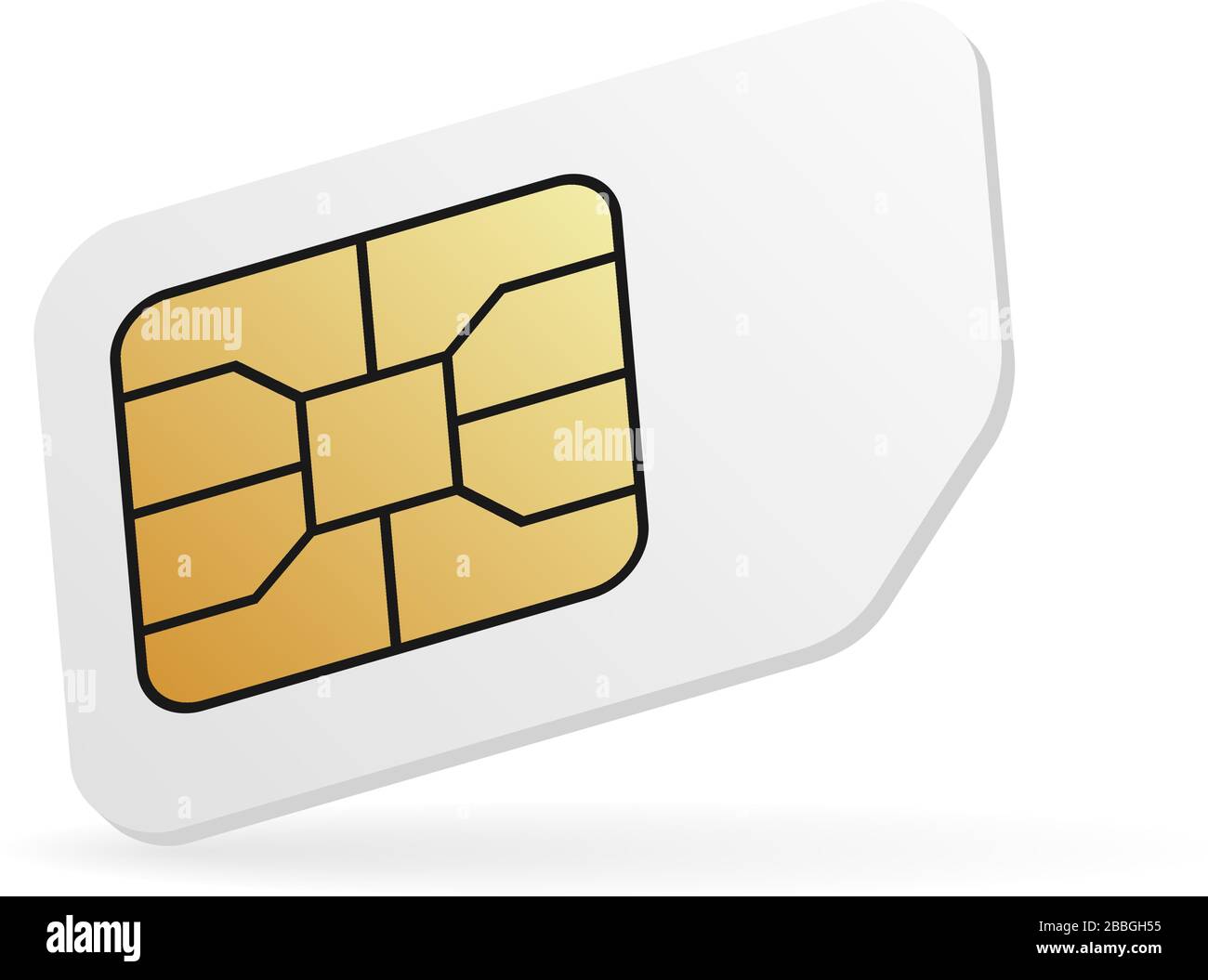 Scheda SIM mobile vuota. Carta telefonica cellulare realistica. Illustrazione Vettoriale
