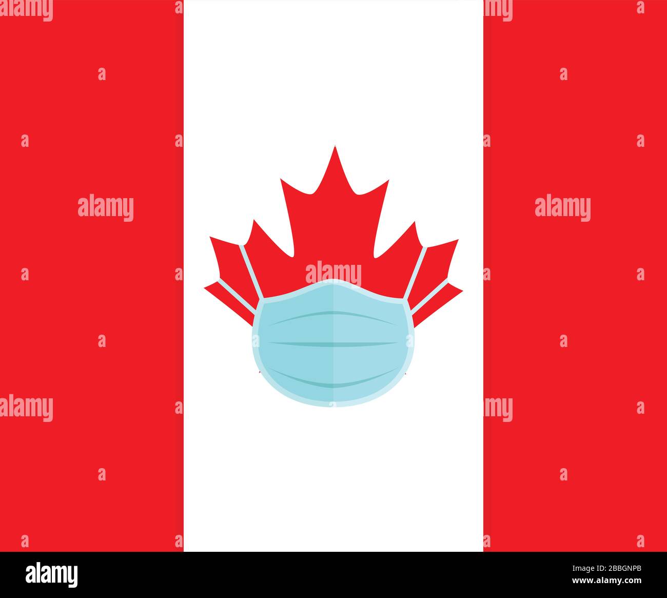 Corona Virus in Canada. 2019-nCoV. Bandiera canadese con maschera di protezione. Coronavirus influenza e malattia polmonare diffusione del mondo. Pericoloso ncov cinese Illustrazione Vettoriale