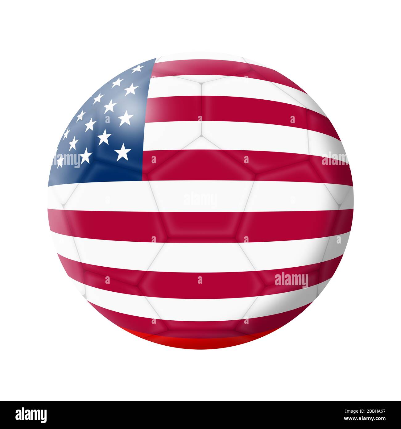 Illustrazione del calcio della sfera di calcio degli Stati Uniti d'America isolata su bianco con il tracciato di clipping Foto Stock