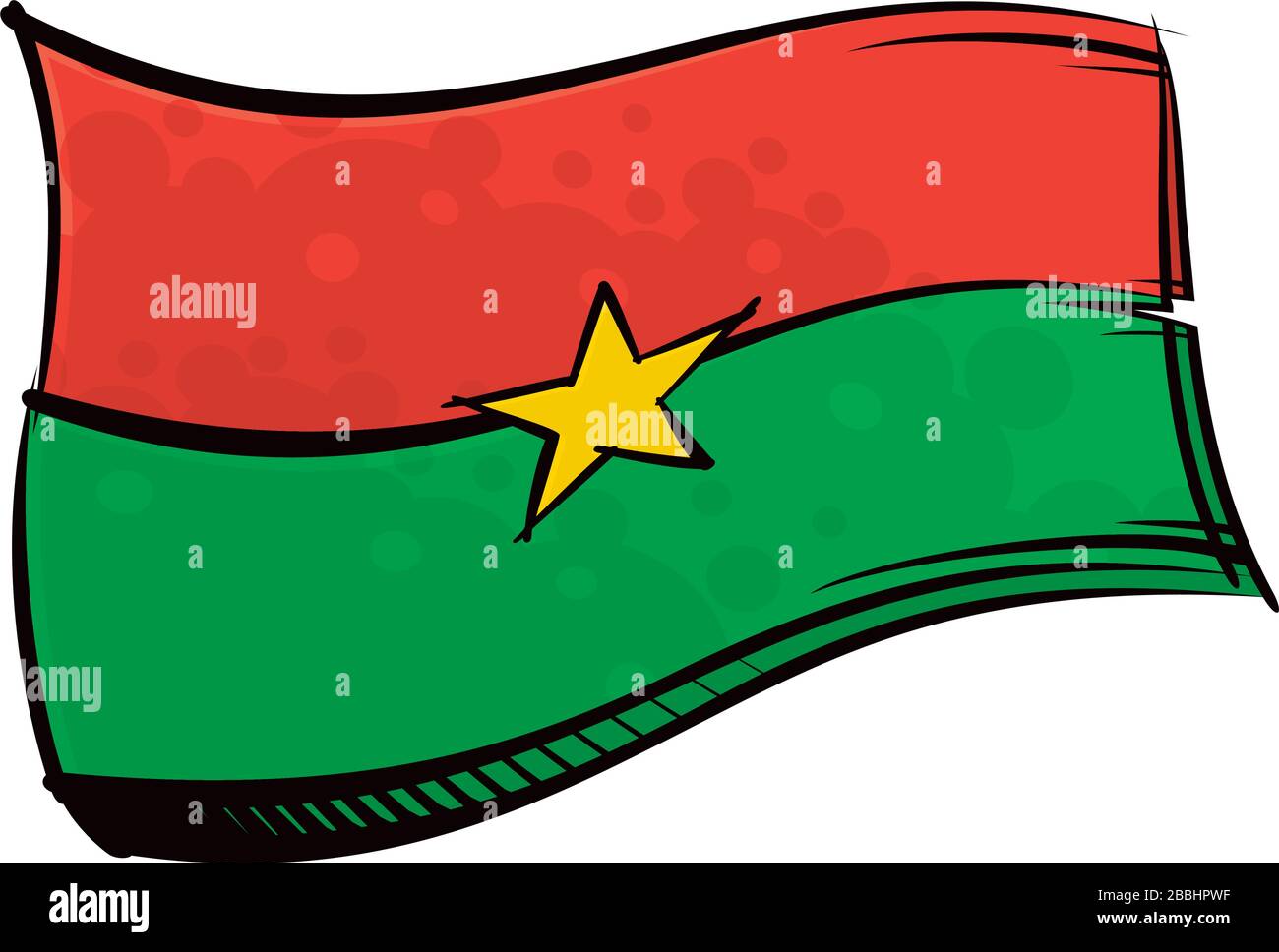 Bandiera del Burkina Faso dipinta sventolando nel vento Illustrazione Vettoriale