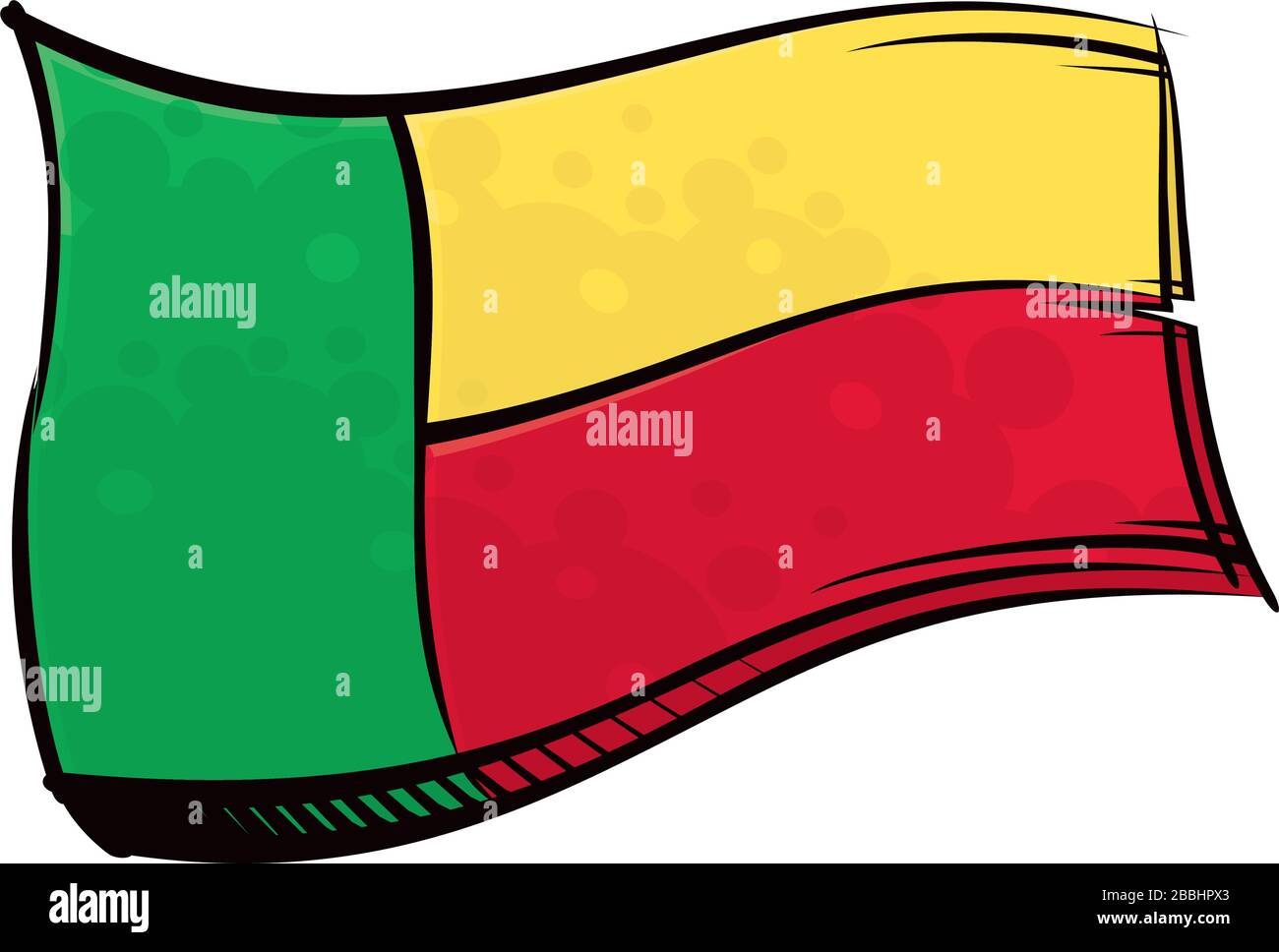 Bandiera del Benin dipinta che ondola nel vento Illustrazione Vettoriale