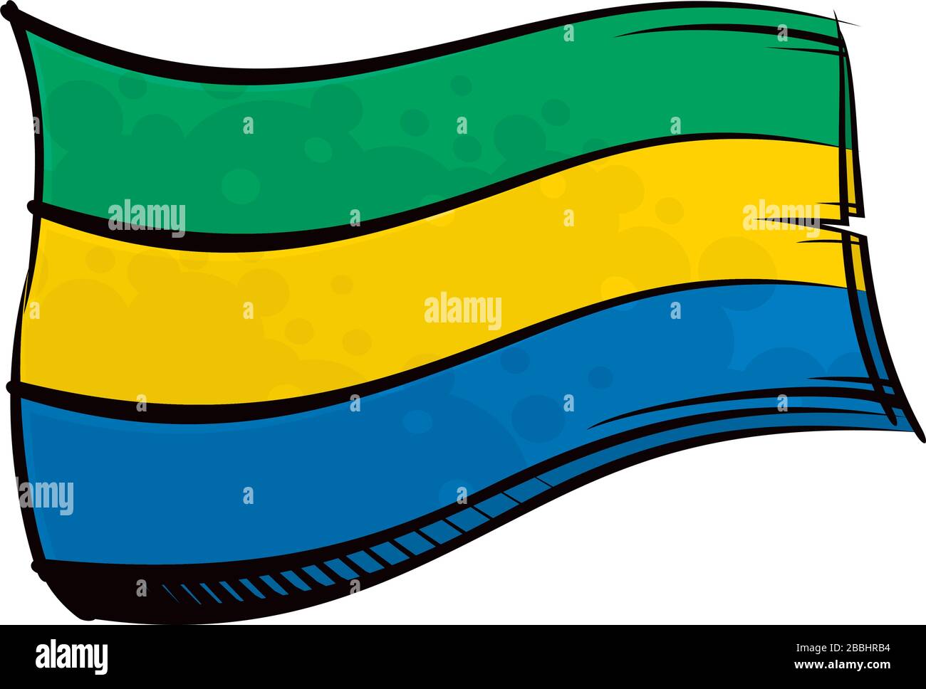 Bandiera gabonese dipinta sventolando nel vento Illustrazione Vettoriale