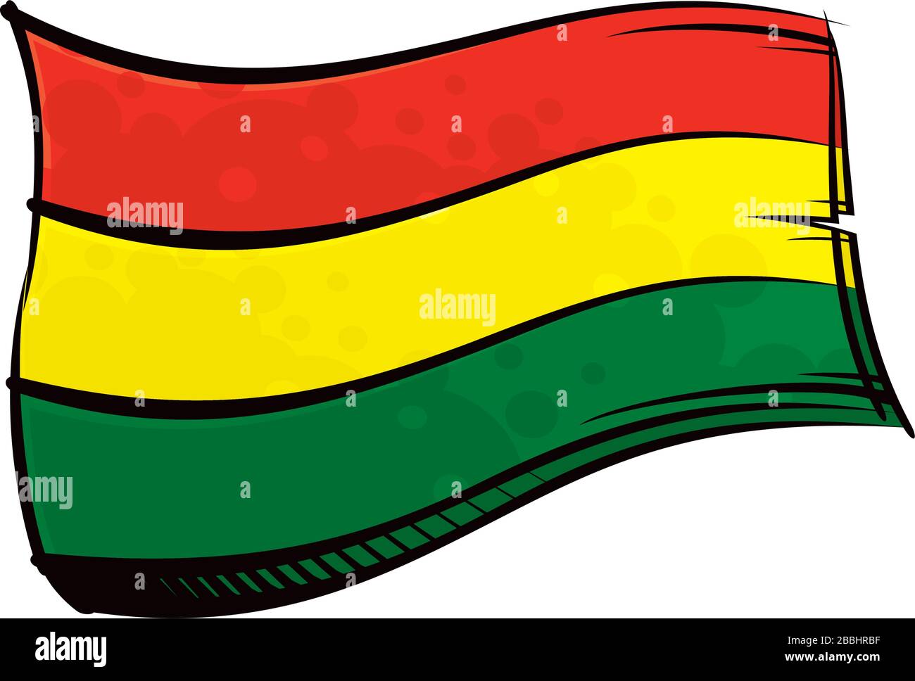 Dipinto Bolivia bandiera ondeggiante nel vento Illustrazione Vettoriale