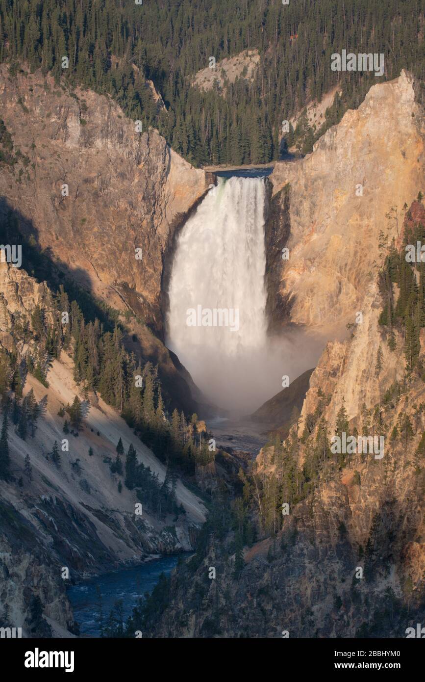 Un primo piano delle cascate inferiori del fiume Yellowstone nella zona conosciuta come "il Grand Canyon di Yellowstone" nel Parco Nazionale di Yellowstone Foto Stock
