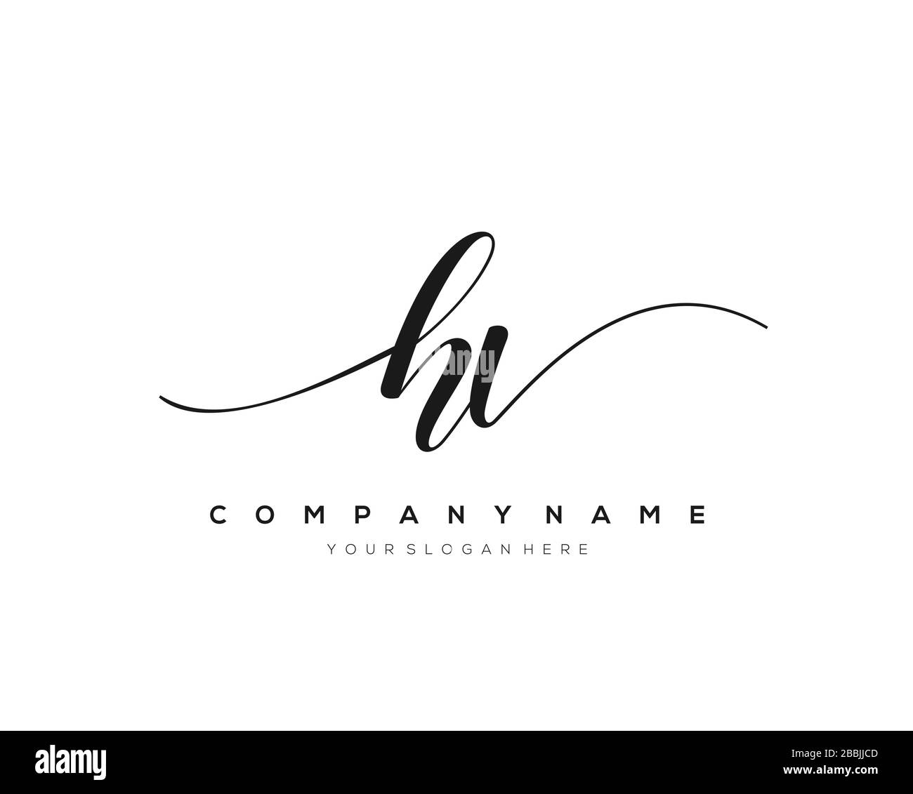 HV lettera iniziale Logo di scrittura a mano vettore modello disegnato a mano, logo per la bellezza, cosmetici, matrimoni, moda e business Illustrazione Vettoriale