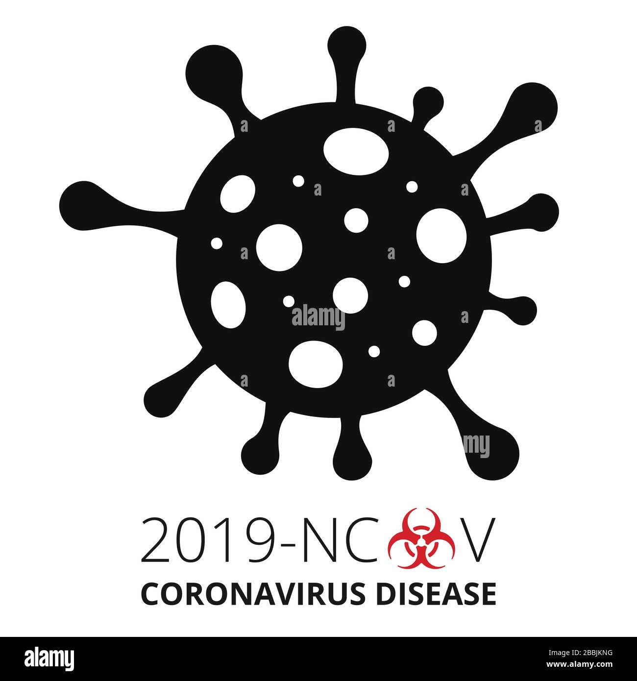 Romanzo pandemico Coronavirus COVID-19. Focolaio di Coronavirus pericoloso 2019-nCoV. Coronavirus nCoV indicato come virus RNA a filamento singolo. Virus pericoloso Illustrazione Vettoriale