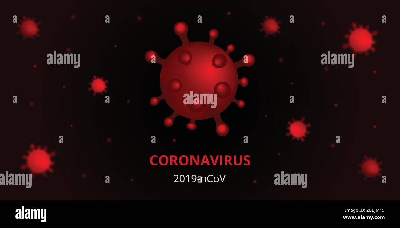 Romanzo pandemico Coronavirus COVID-19. Focolaio di Coronavirus pericoloso 2019-nCoV. Coronavirus nCoV indicato come virus RNA a filamento singolo. Virus pericoloso Illustrazione Vettoriale