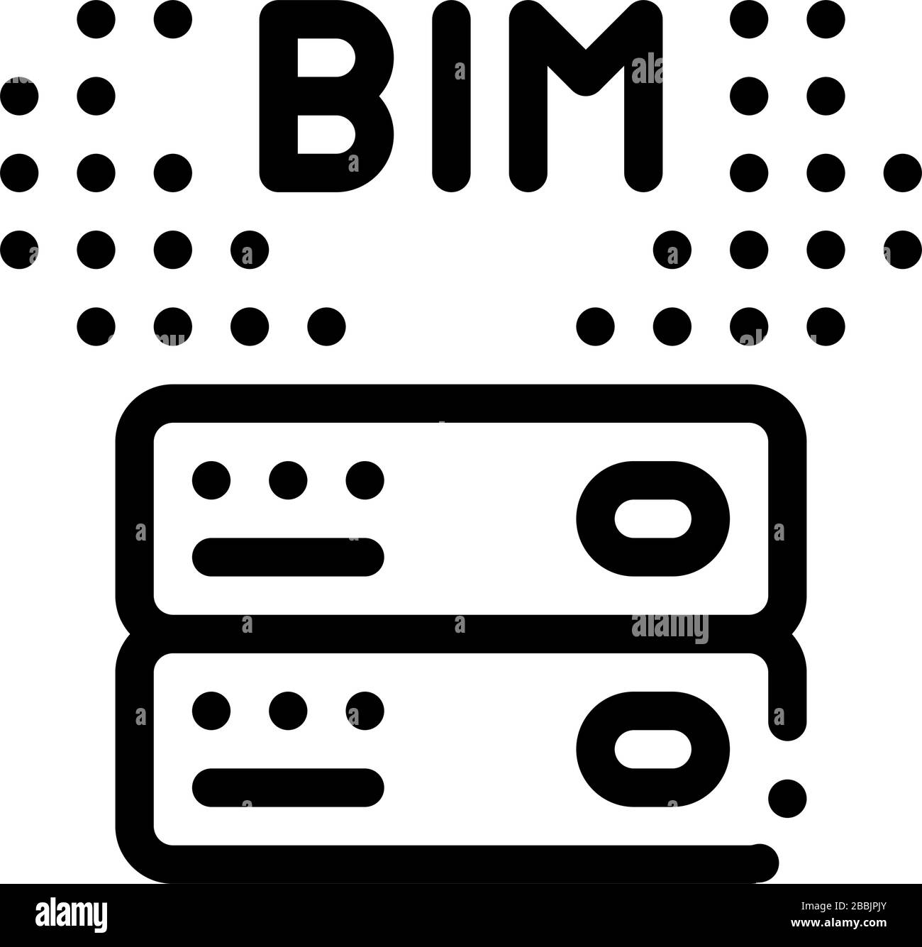 illustrazione del contorno del vettore dell'icona di modellazione delle informazioni di costruzione Illustrazione Vettoriale