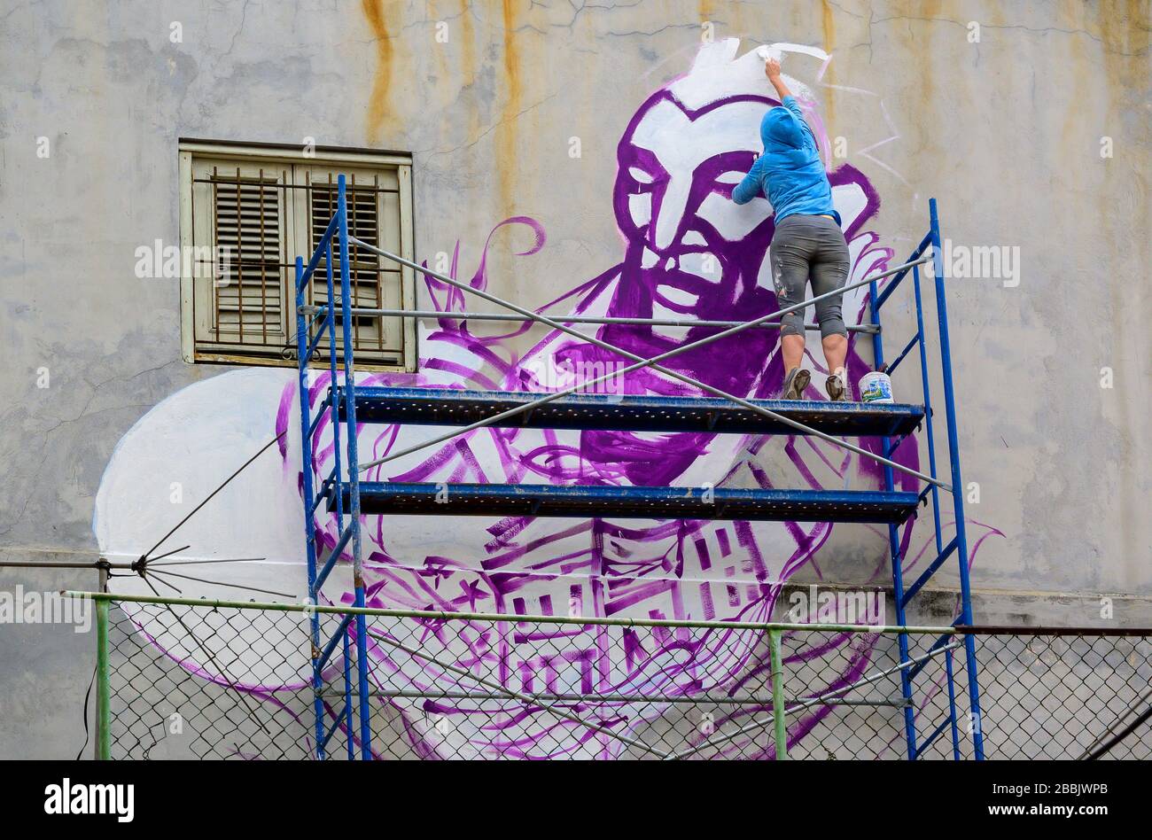 Pittura murale, Callejon de los Pelequros, Havana Vieja, Cuba Foto Stock