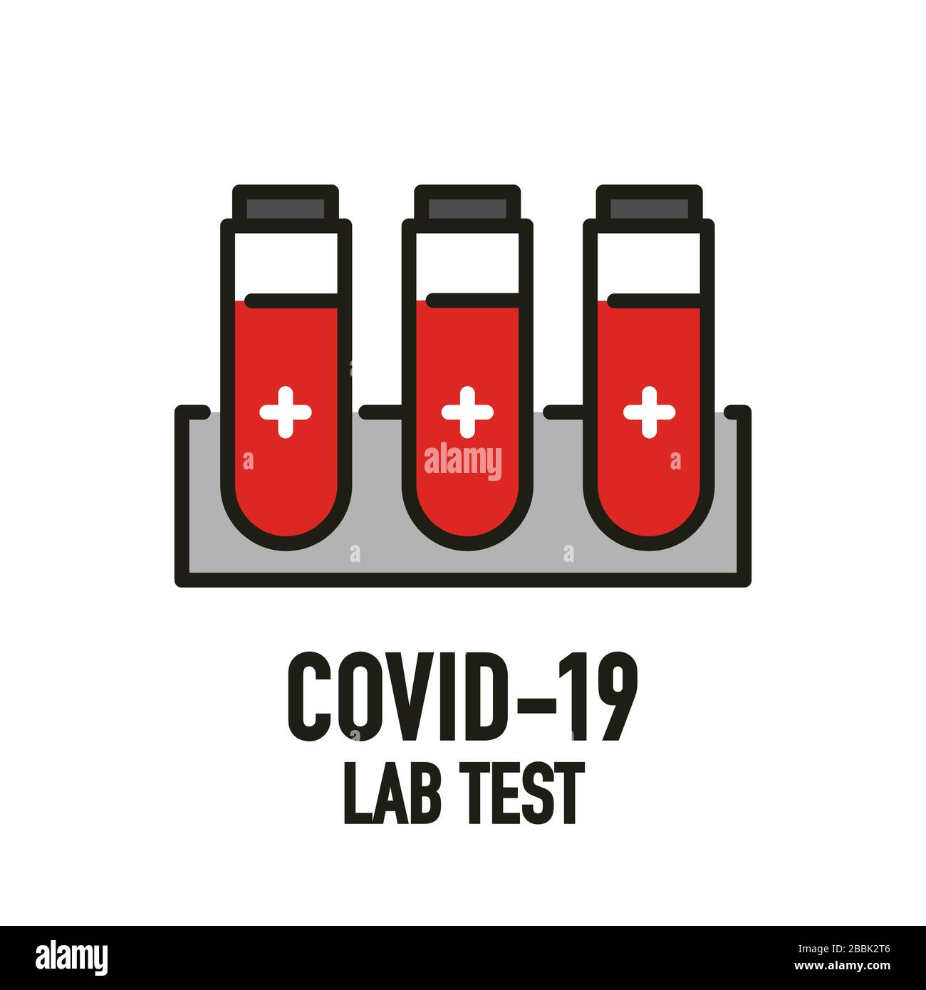 Concetto di progettazione dell'icona di test di laboratorio Covid-19. Romanzo Coronavirus (2019-nCoV). Organizzazione Mondiale della Sanità CHE ha introdotto il nuovo nome ufficiale per Coronavirus Divsea Illustrazione Vettoriale